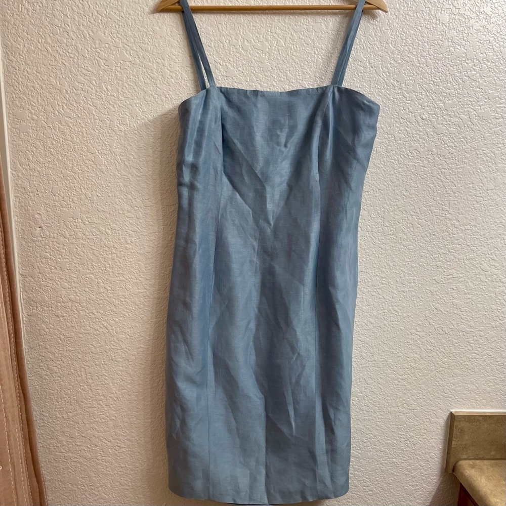 Vintage Harold’s Square Neckline Midi Shift dress Linen Silk Blend 10 M